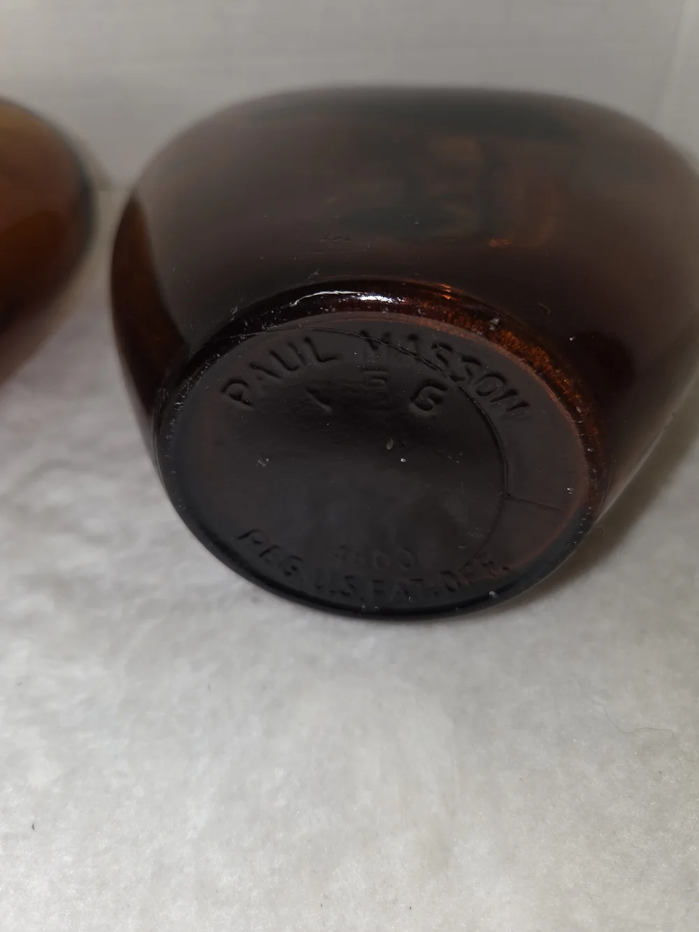 Two Vintage PAUL MASSON Pressed Glass Amber Heart Shaped 8